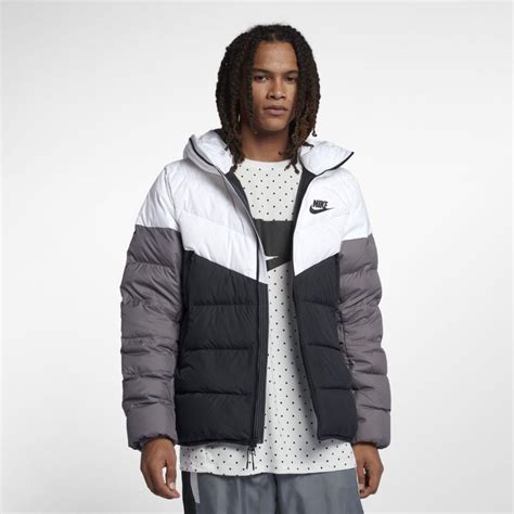 Nike Sportswear Windrunner Down Fill Hooded Puffer Jacket In White Black White For Men Save