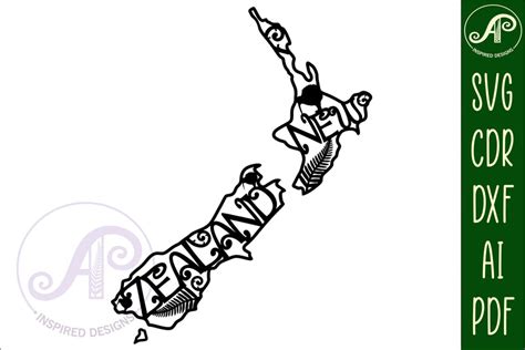 New Zealand Word Wall Art With Designs Outline Svg Laser Cut So Fontsy