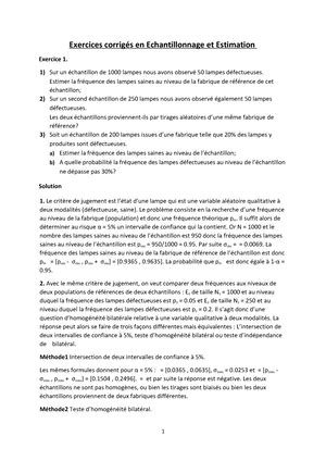 échantillonnage et estimation s3 Chapitre1 Résumé de cours et