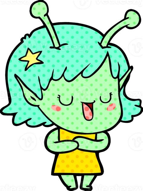 Happy Alien Girl Cartoon 40300265 Png