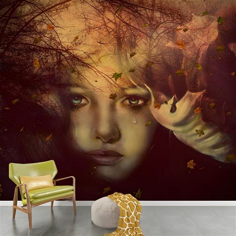 Illustration Wall Mural Art Paint Resistant Classic Wall Murals For Home 160 X 100 Brown