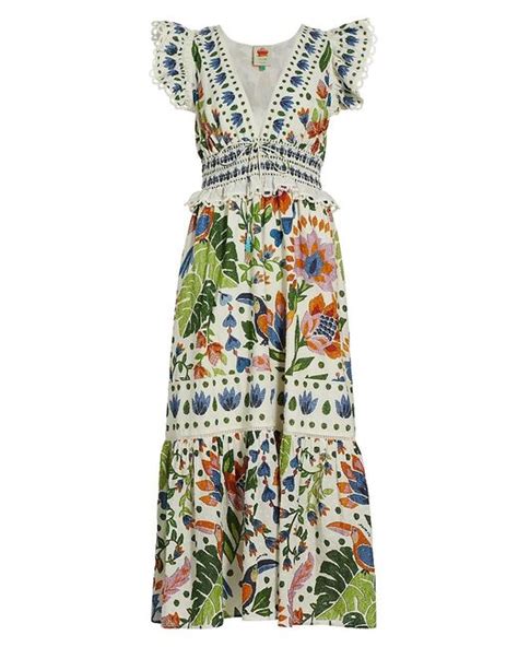 Farm Rio Summer Garden V Neck Maxi Dress In Green Lyst