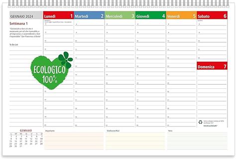 Planner 2024 Settimanale Da Tavolo SPIRALATO Con Tutte Le DATE STAMPATE