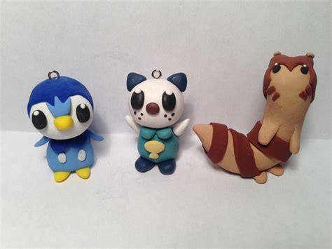 Pokémon Figures Polymer Clay Piplup Oshawott Furret Clay Etsy