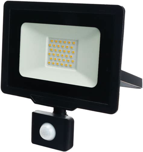 Led Smd Floodlight Black City Line With Pir Sensor Optonica Led