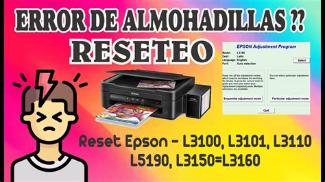 Reset Epson L3100 L3101 L3110 L5190 L3150 L3160 YouTube