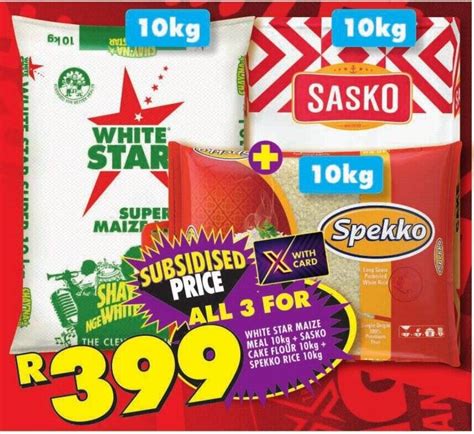 White Star Maize Meal Kg Sasko Cake Flour Kg Spekko Rice Kg