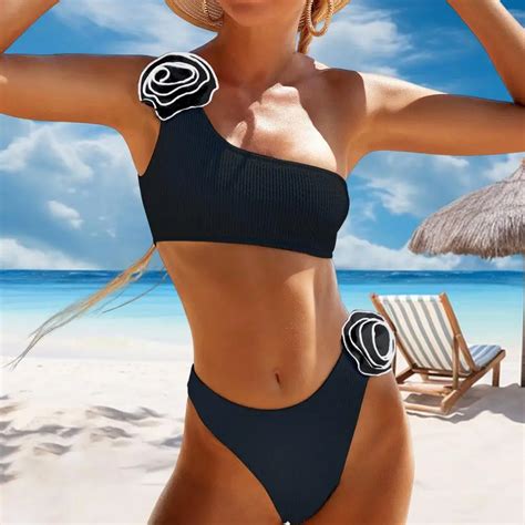 Bikini Bandeau Brasile O Sin Tirantes Con Flores En 3D Para Mujer Traje De Ba O
