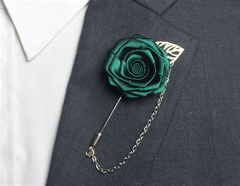 Lapel Pin Chain Emerald Green Suit Lapel Chain Wedding Lapel Pins