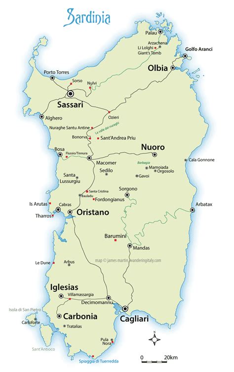 sardinia map travel guide wandering italy