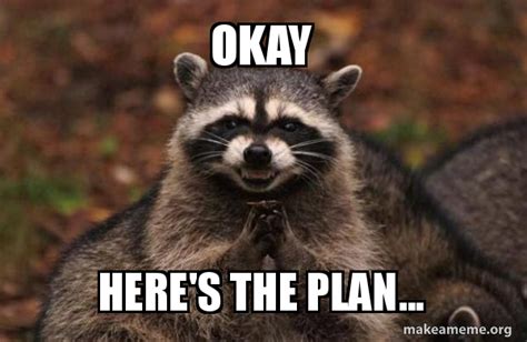 Okay Here S The Plan Evil Plotting Raccoon Meme Generator