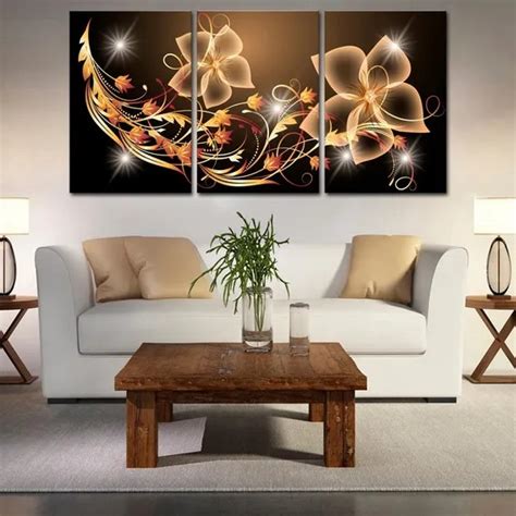 Conjunto De Quadro 60x120cm Flores Digitais Decorativo Sala Quarto