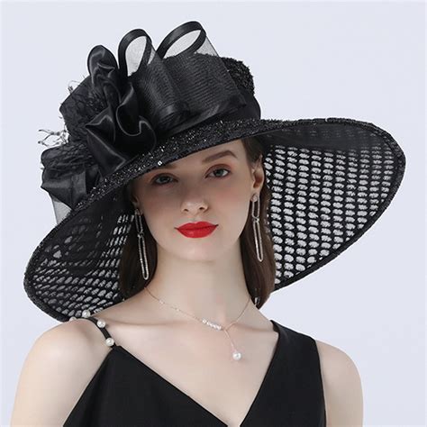 Wholesale Elegant Wedding Wide Brim Formal Church Derby Kentucky Ladies Women Bride Flower Party