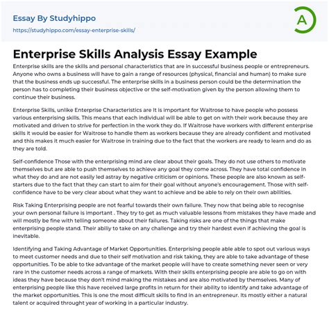 Enterprise Skills Analysis Essay Example Studyhippo