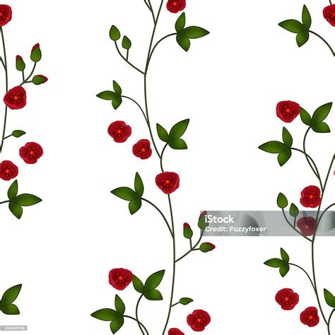 Seamless Floral Pattern Red Flowers Texture Background Stock ...