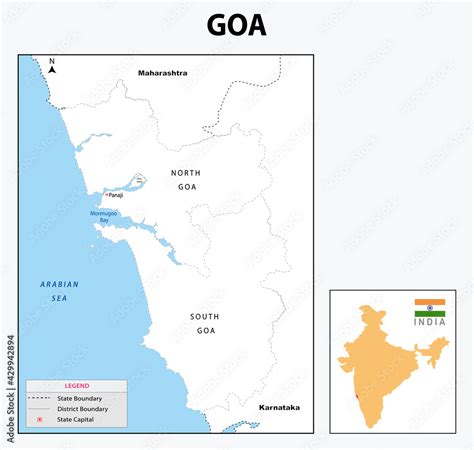 Outline Map Of Goa Goa Administrative And Political Map Goa Map With