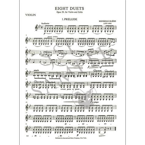 Eight Duets Op 39 For Violin And Cello Reinhold Gliere Johnson