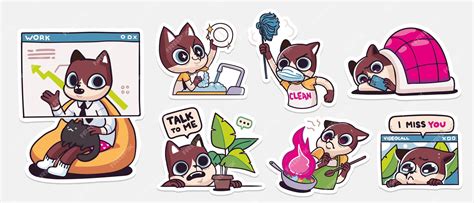 Premium Vector | Illustration of a cat busy with remote work and daily ...