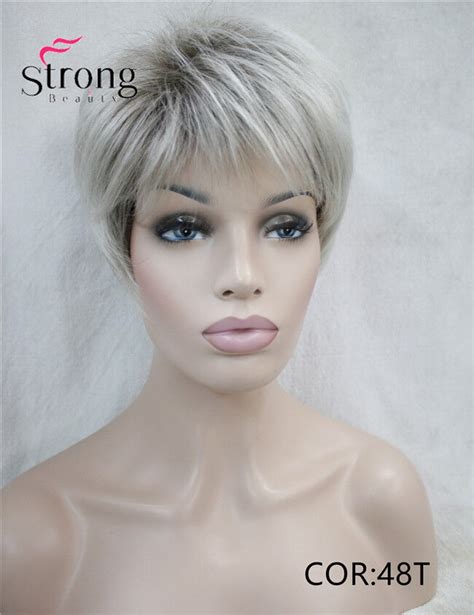 StrongBeauty Short Layered Brown Blonde Shag Classic Cap Synthetic Lady