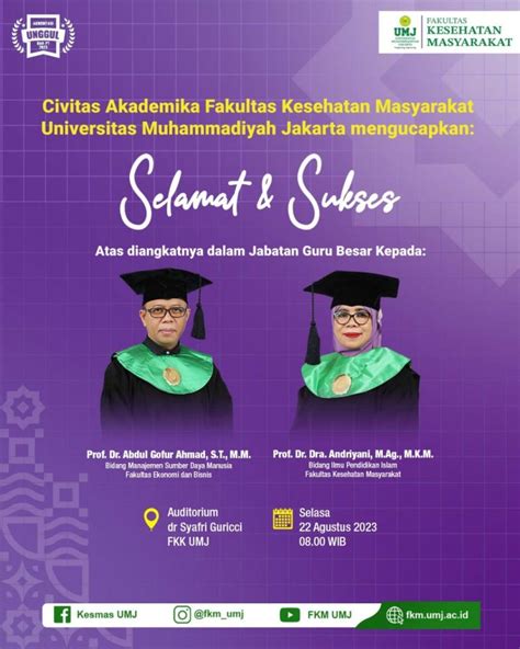 Civitas Akademika Fakultas Kesehatan Masyarakat Universitas Muhammadiyah Jakarta Mengucapkan