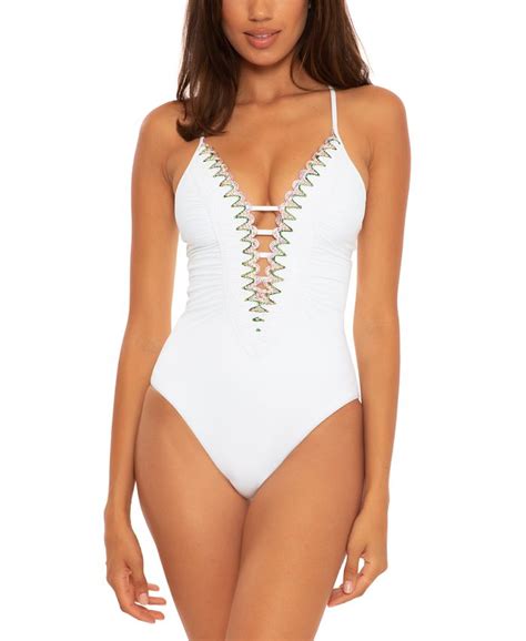 Becca Womens Layla Plunge One Piece Swimsuit Macys