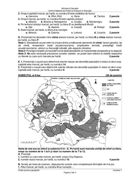 Baremele I Subiectele Pentru Geografie I Economie Bac