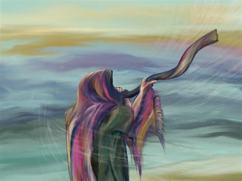 Man Blowing Shofar, Rosh Hashana Art, Colourful Modern Judaica, Giclee Print, Religious Art ...