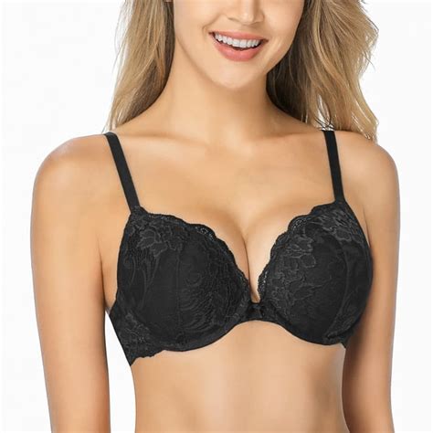 Wingslove Womens Push Up Bra Lace Comfort Padded Bra Add 1 Cup Brassiere Plunge Underwire Bra