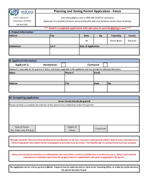 Fillable Online Planning And Zoning Permit Application Fence Fax