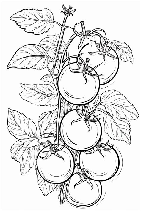 Tomato Coloring Pages 5 Etsy