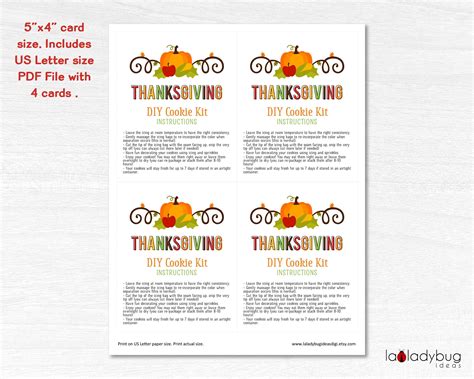 Thanksgiving Cookie Kit Instructions Thanksgiving Diy Cookie Etsy