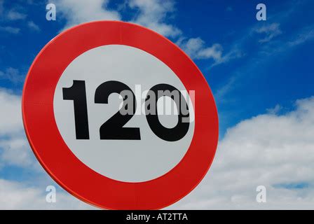 Traffic Sign A Hundred And Twenty Miles Or Kilometers Per Hour