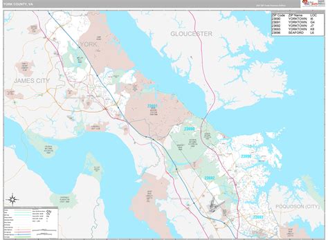 York County, VA Wall Map Premium Style by MarketMAPS