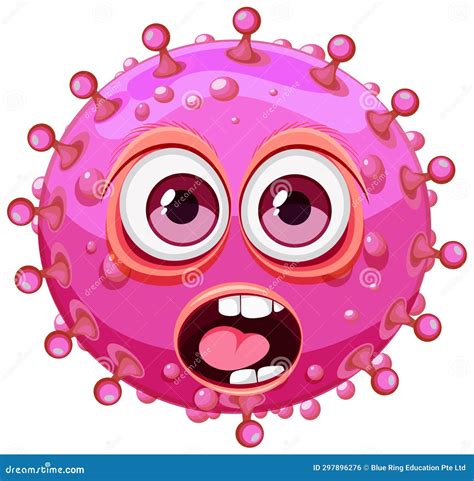 Pink Bacteria Germ Virus Monster Cartoon Character Stock Illustration