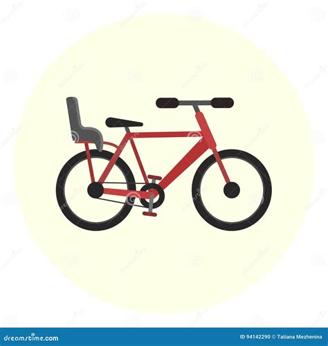 Flat Bike With Baby Seat Bicycle With Child Seat Stock Illustration