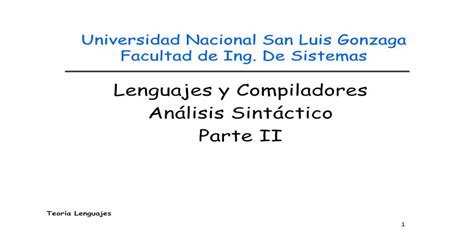 Lenguajes Y Compiladores An Lisis Sint Ctico Parte Iieducaunica Galeon