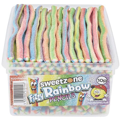 Sweetzone Fizzy Rainbow Pencils 100 Pieces Sweet Genie