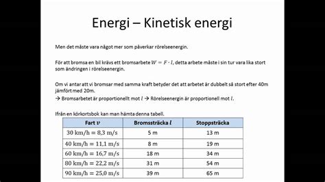 Fysik A Kinetisk Energi Wmv Youtube