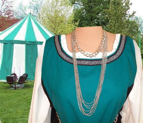 Renaissance Dress Medieval Gown Costume Sca Garb Linenbld Teal Etsy