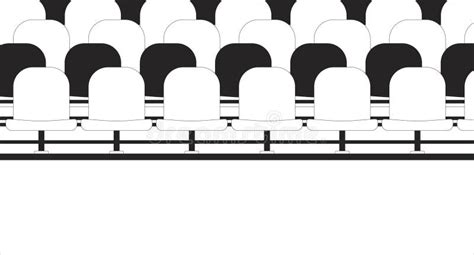 Stadium Bleachers Empty Black And White Line Illustration Stock