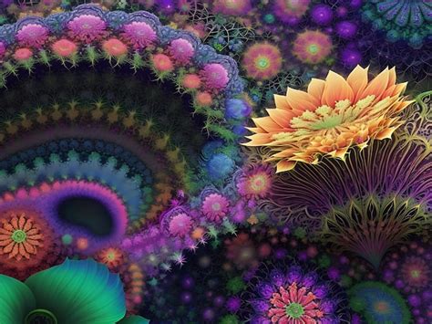 Premium AI Image | Fractal flowers in a psychedelic garden.