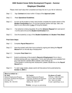 Fillable Online Gov Ns Employer Checklist Government Of Nova Scotia