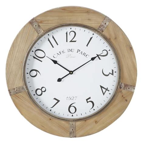 Litton Lane In X In Brown Wood Wall Clock The Home Depot