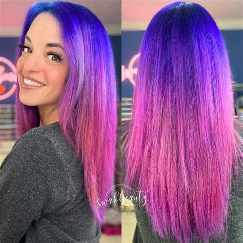 Indigo Blue Purple Pink Ombré Fantasy Bold Hair In 2024 Pink Ombre Hair Purple Ombre Hair