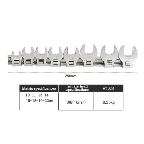 11Pc 3 8 Inch Drive Crowfoot Wrench Set 10 22Mm Metric Chrome Plated