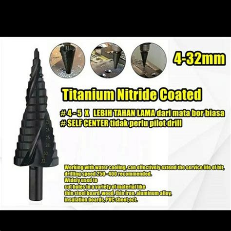 Jual Mata Bor Besi Pagoda Titanium Step Drill Mm Spiral Pcs