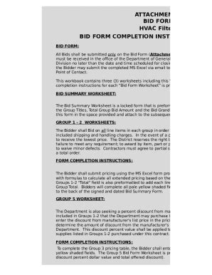 Fillable Online Dgs Dc Bid Form Completion Instructions To Fax Email