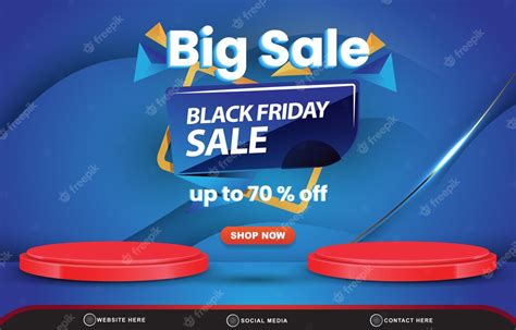 Premium Vector 3d Big Sale Black Friday Sale Discount Template Banner With Blank Space 3d