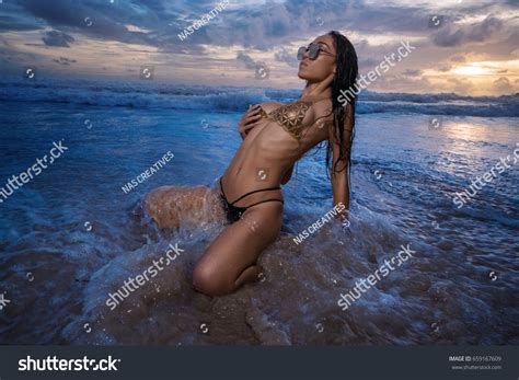 Sensual Elegant Brunette Beauty Wearing Gold Stock Photo Shutterstock