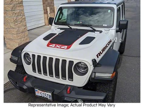 Jeep Gladiator V3 Hood Stripe With 4x4 Logo Satin Black 20 24 Jeep Gladiator Jt Launch Edition